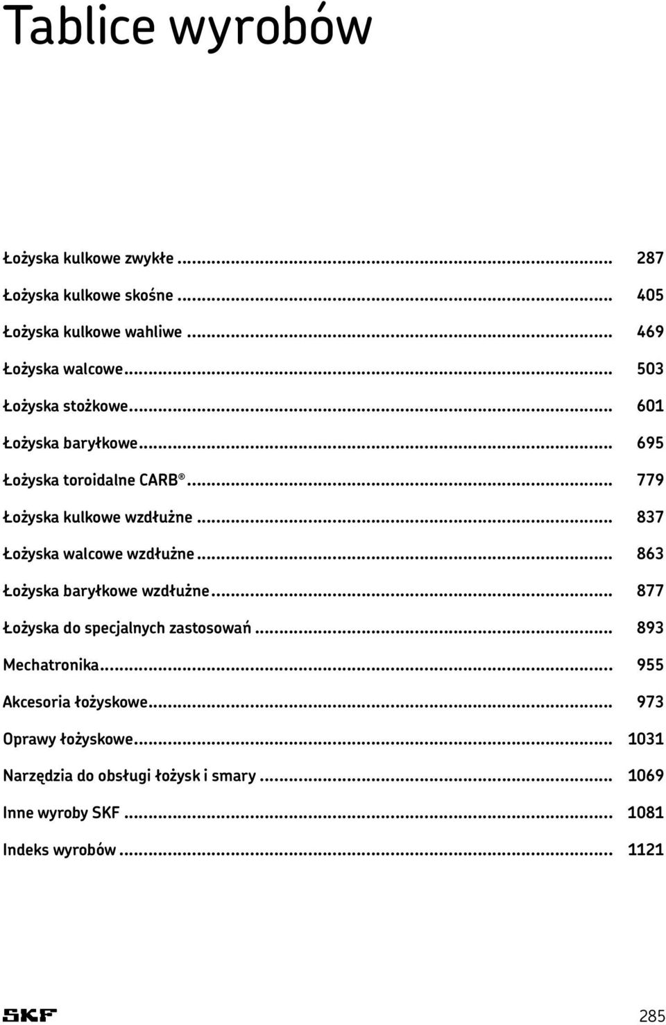 .. 837 Łożyska walcowe wzdłużne... 863 Łożyska baryłkowe wzdłużne... 877 Łożyska do specjalnych zastosowań... 893 Mechatronika.