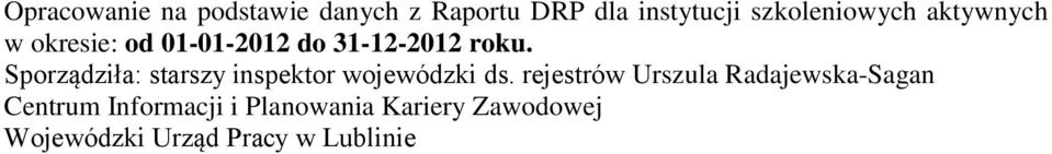 Sporządziła: starszy inspektor wojewódzki ds.