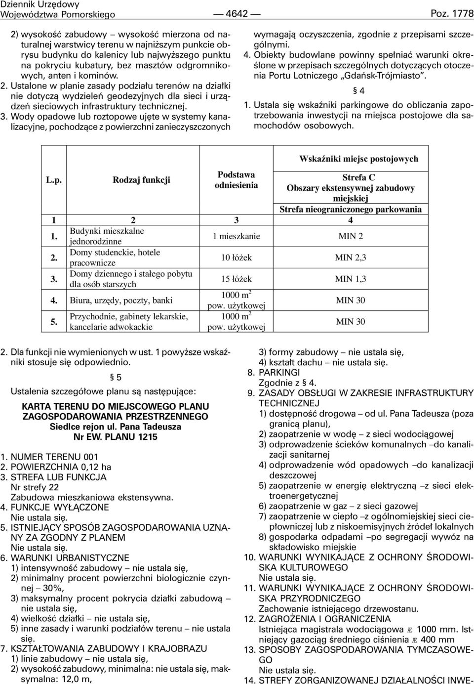anten i kominów. 2. Ustalone w planie zasady podzia³u terenów na dzia³ki nie dotycz¹ wydzieleñ geodezyjnych dla sieci i urz¹dzeñ sieciowych infrastruktury technicznej. 3.