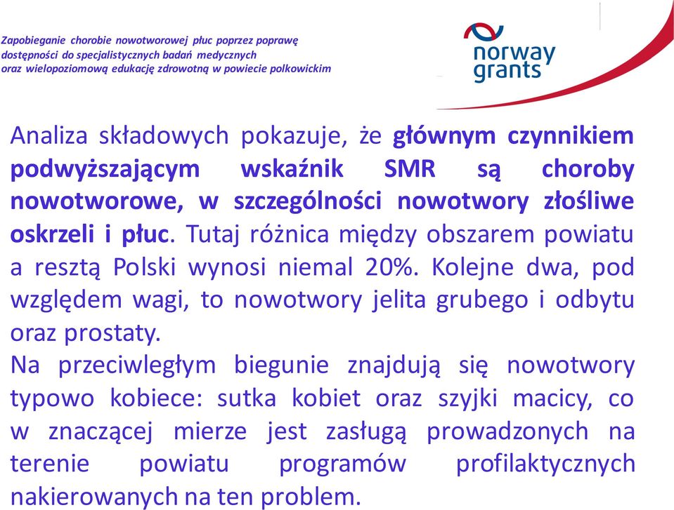 Kolejne dwa, pod względem wagi, to nowotwory jelita grubego i odbytu oraz prostaty.