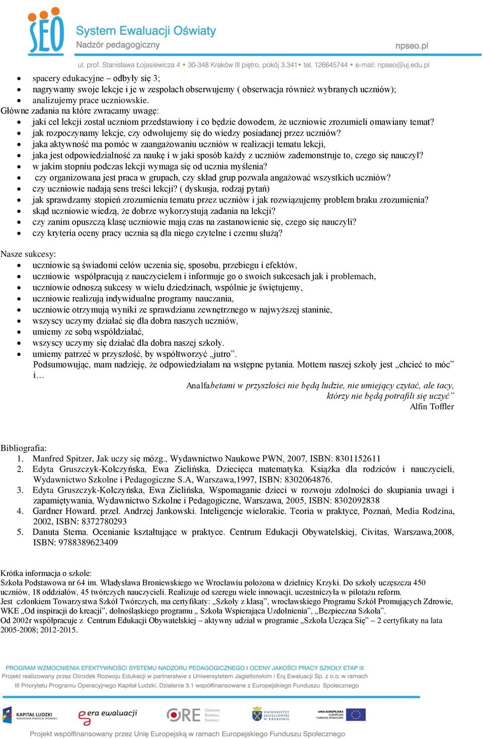 jak rozpoczynamy lekcje, czy odwołujemy się do wiedzy posiadanej przez uczniów?