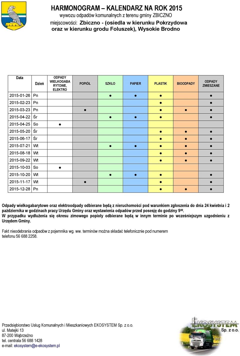 Pn 2015-02-23 Pn 2015-03-23 Pn 2015-04-22 Śr 2015-05-20 Śr 2015-06-17 Śr