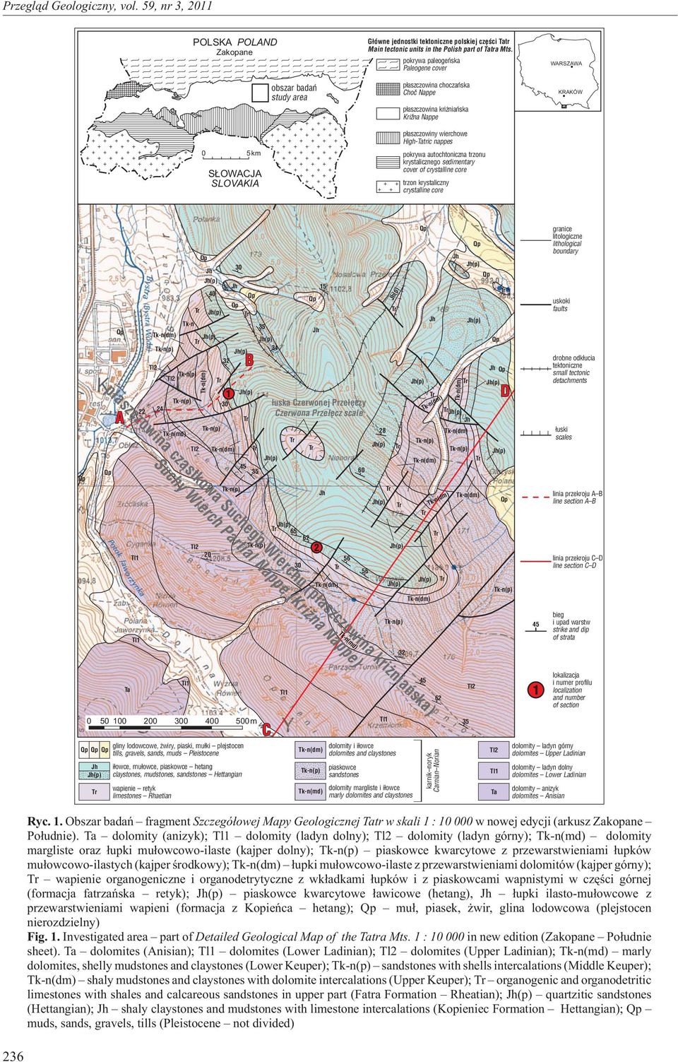 sedimentary cover of crystalline core trzon krystaliczny crystalline core WARSZAWA KRAKÓW 22 30 15 40 Tk-n 35 34 32 24 Tk-n(md) 30 1 45 35 ³uska Czerwonej Prze³êczy Czerwona Prze³êcz scale 60 28