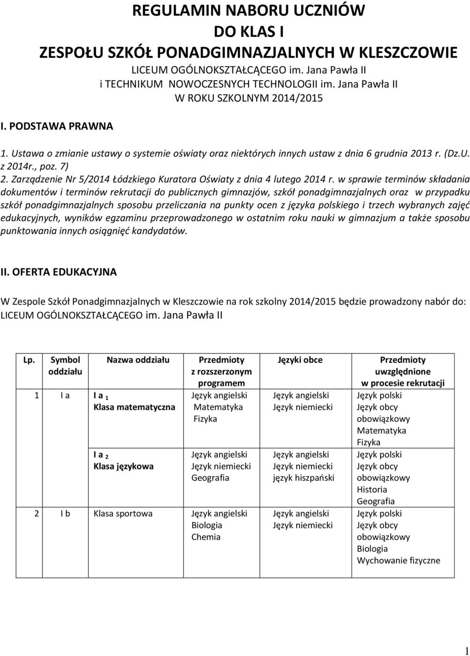 Zarządzenie Nr 5/2014 Łódzkiego Kuratora Oświaty z dnia 4 lutego 2014 r.