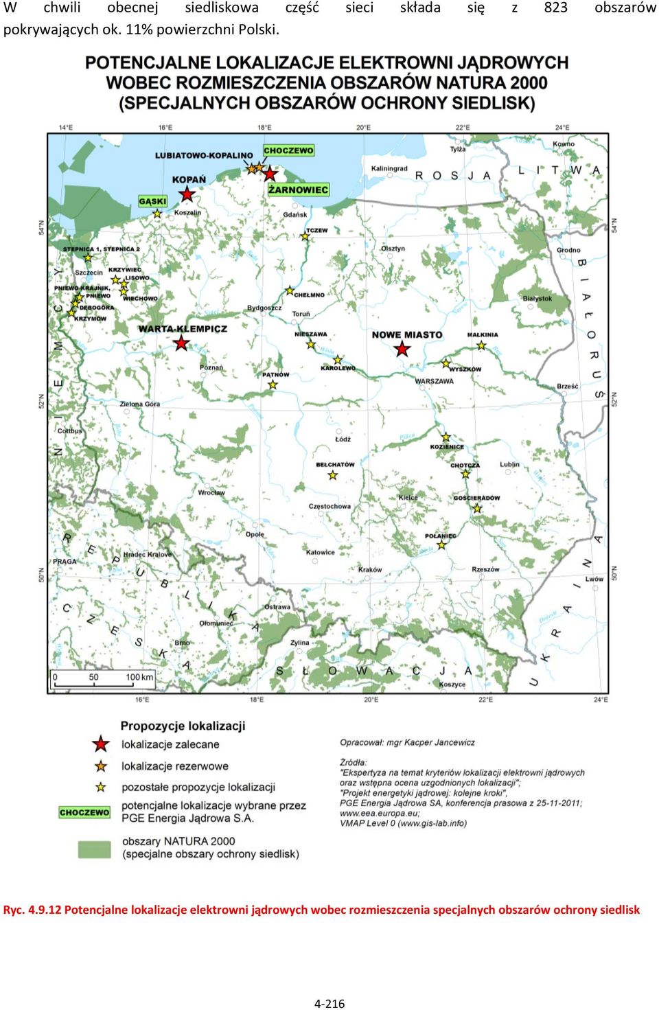 9.12 Potencjalne lokalizacje elektrowni jądrowych wobec