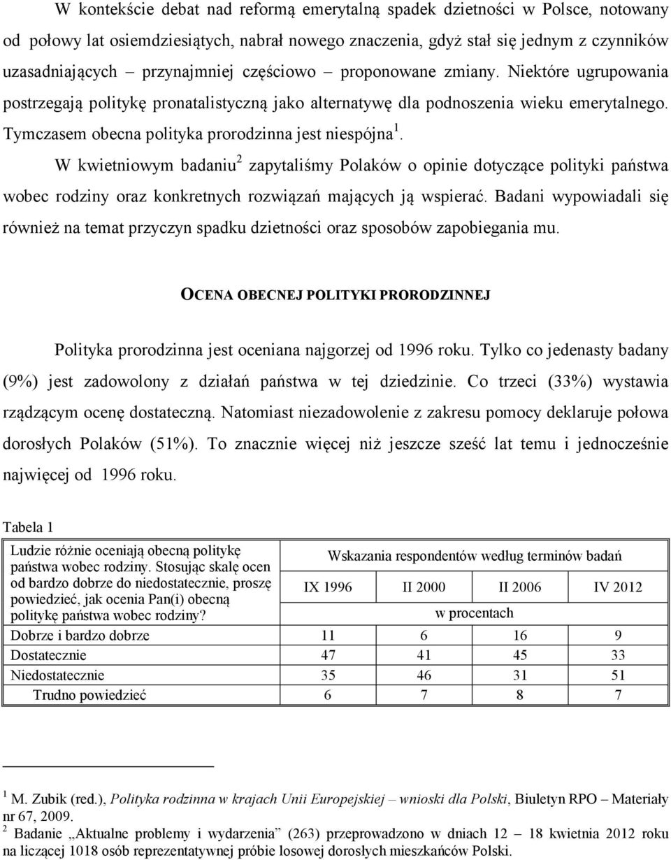 W kwietniowym badaniu 2 zapytaliśmy Polaków o opinie dotyczące polityki państwa wobec rodziny oraz konkretnych rozwiązań mających ją wspierać.