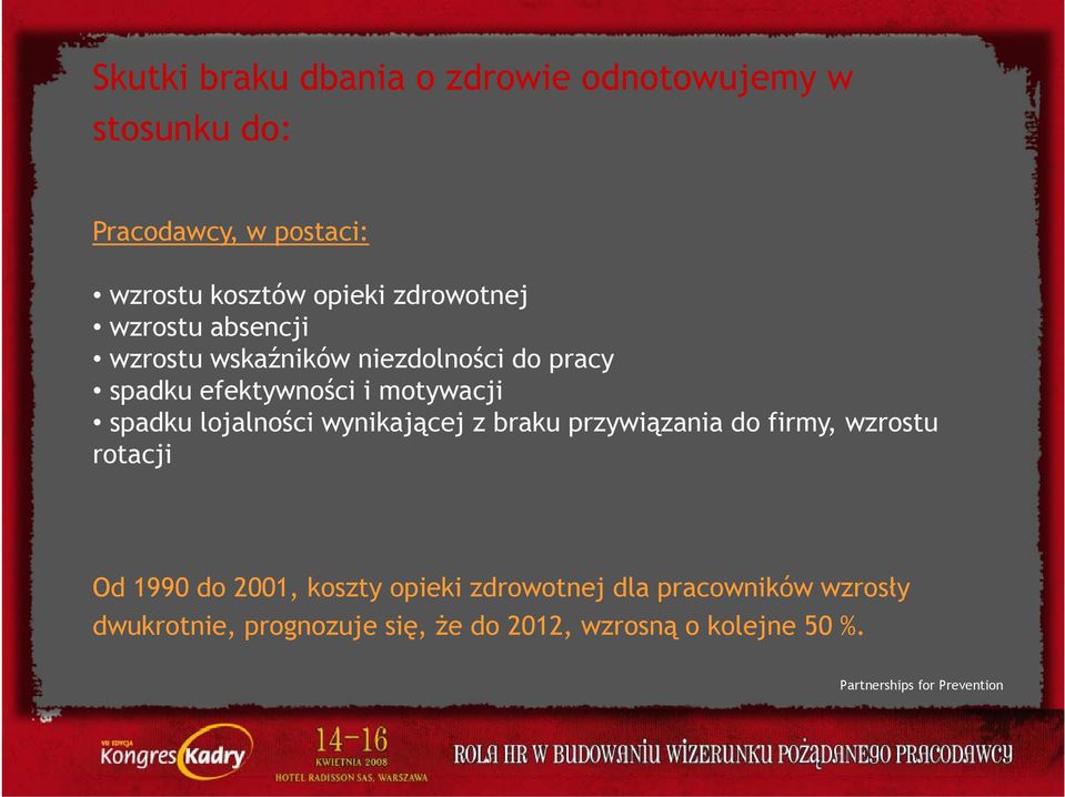 lojalności wynikającej z braku przywiązania do firmy, wzrostu rotacji Od 1990 do 2001, koszty opieki