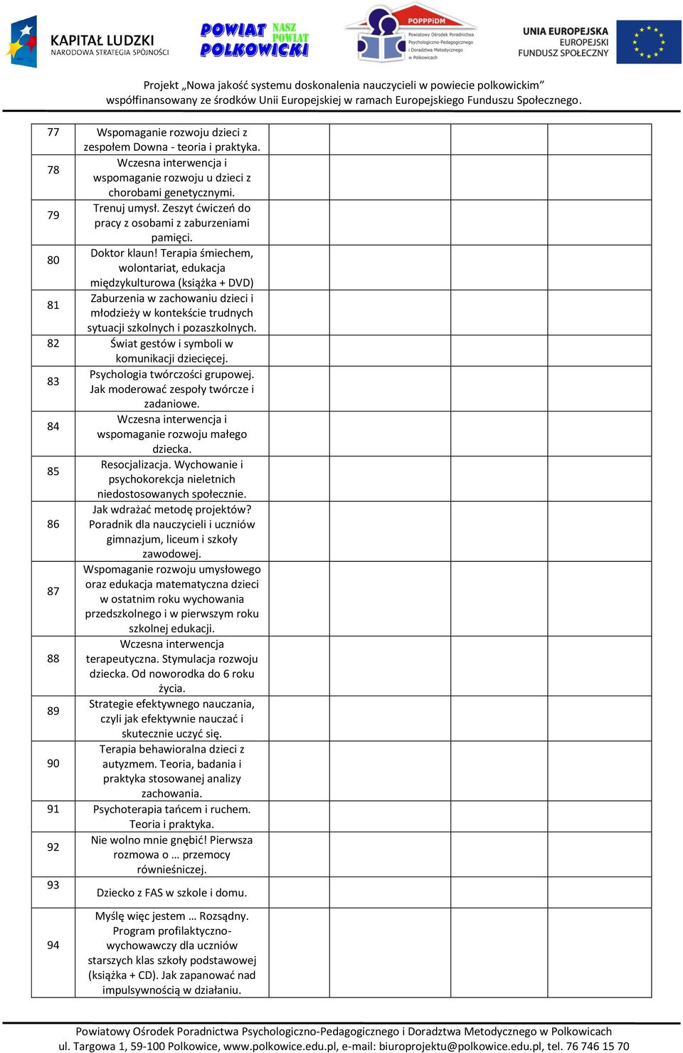 Terapia śmiechem, 80 wolontariat, edukacja międzykulturowa (książka + DVD) Zaburzenia w zachowaniu dzieci i 8 młodzieży w kontekście trudnych sytuacji szkolnych i pozaszkolnych.