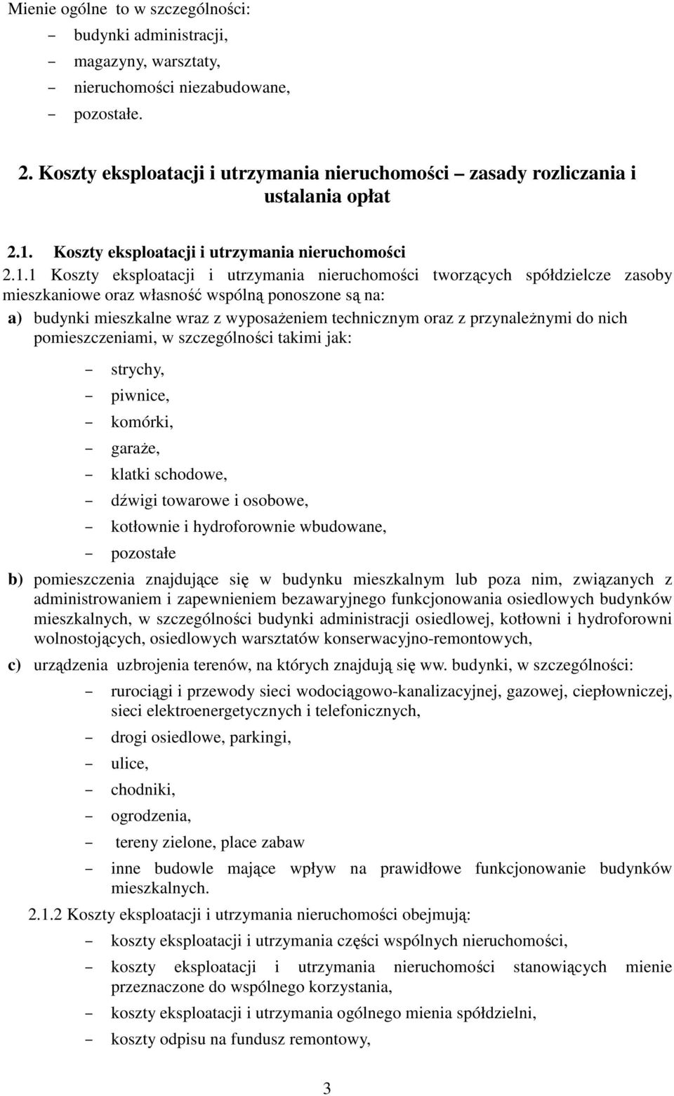 Koszty eksploatacji i utrzymania nieruchomości 2.1.