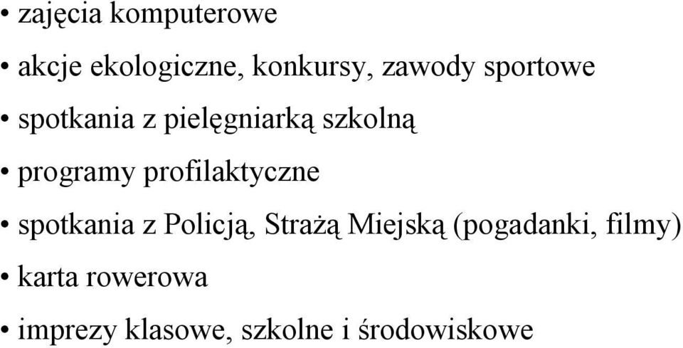 profilaktyczne spotkania z Policją, Strażą Miejską