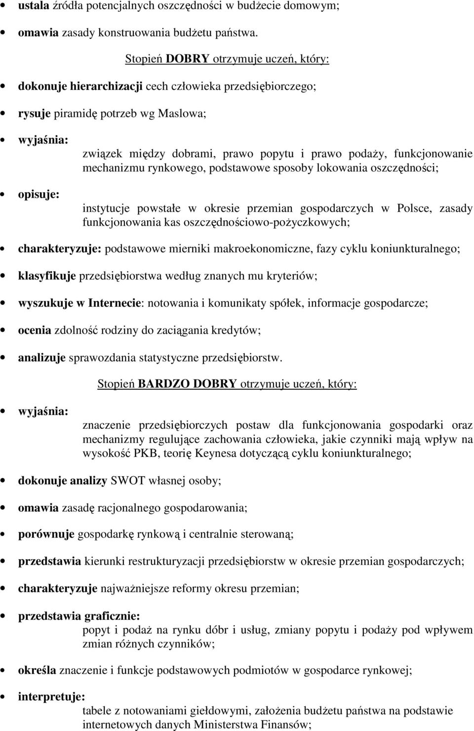 podstawowe sposoby lokowania oszczędności; instytucje powstałe w okresie przemian gospodarczych w Polsce, zasady funkcjonowania kas oszczędnościowo-pożyczkowych; charakteryzuje: podstawowe mierniki