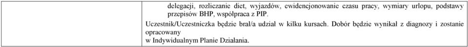 Uczestnik/Uczestniczka będzie brał/a udział w kilku kursach.