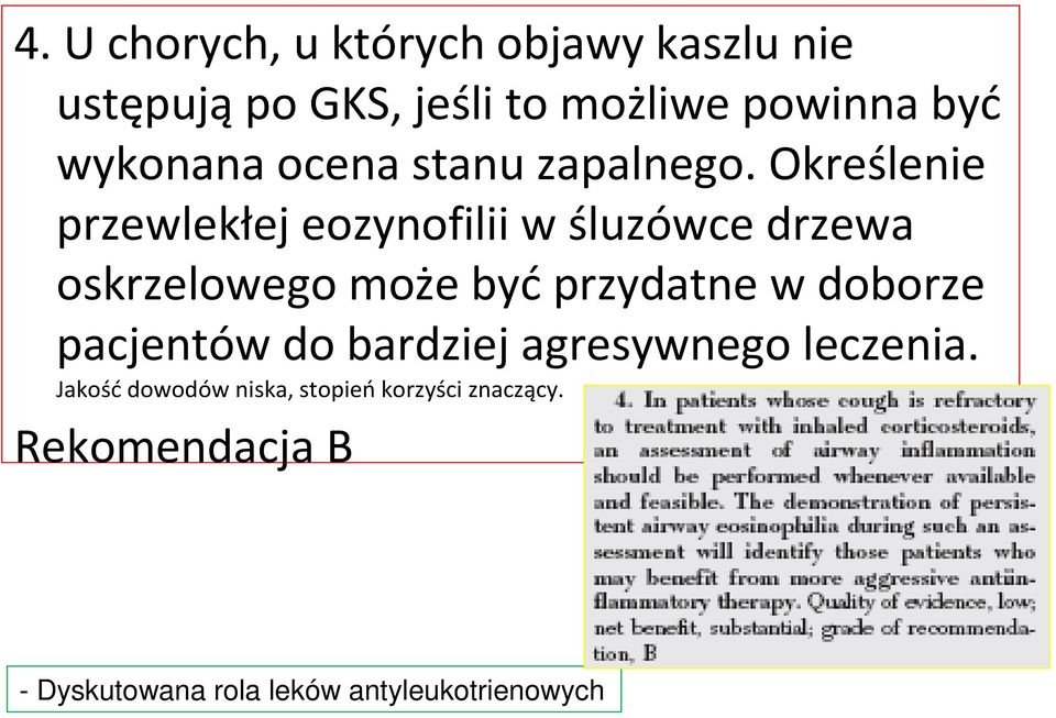 Określenie przewlekłej eozynofilii w śluzówce drzewa oskrzelowego może byćprzydatne w