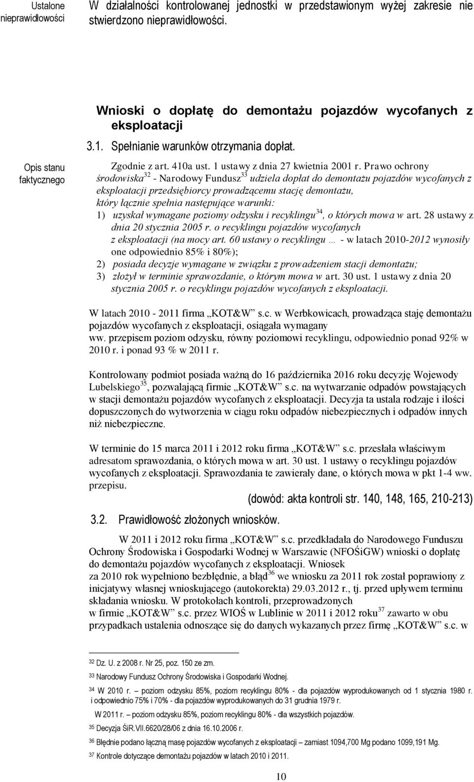 Prawo ochrony środowiska 32 - Narodowy Fundusz 33 udziela dopłat do demontażu pojazdów wycofanych z eksploatacji przedsiębiorcy prowadzącemu stację demontażu, który łącznie spełnia następujące