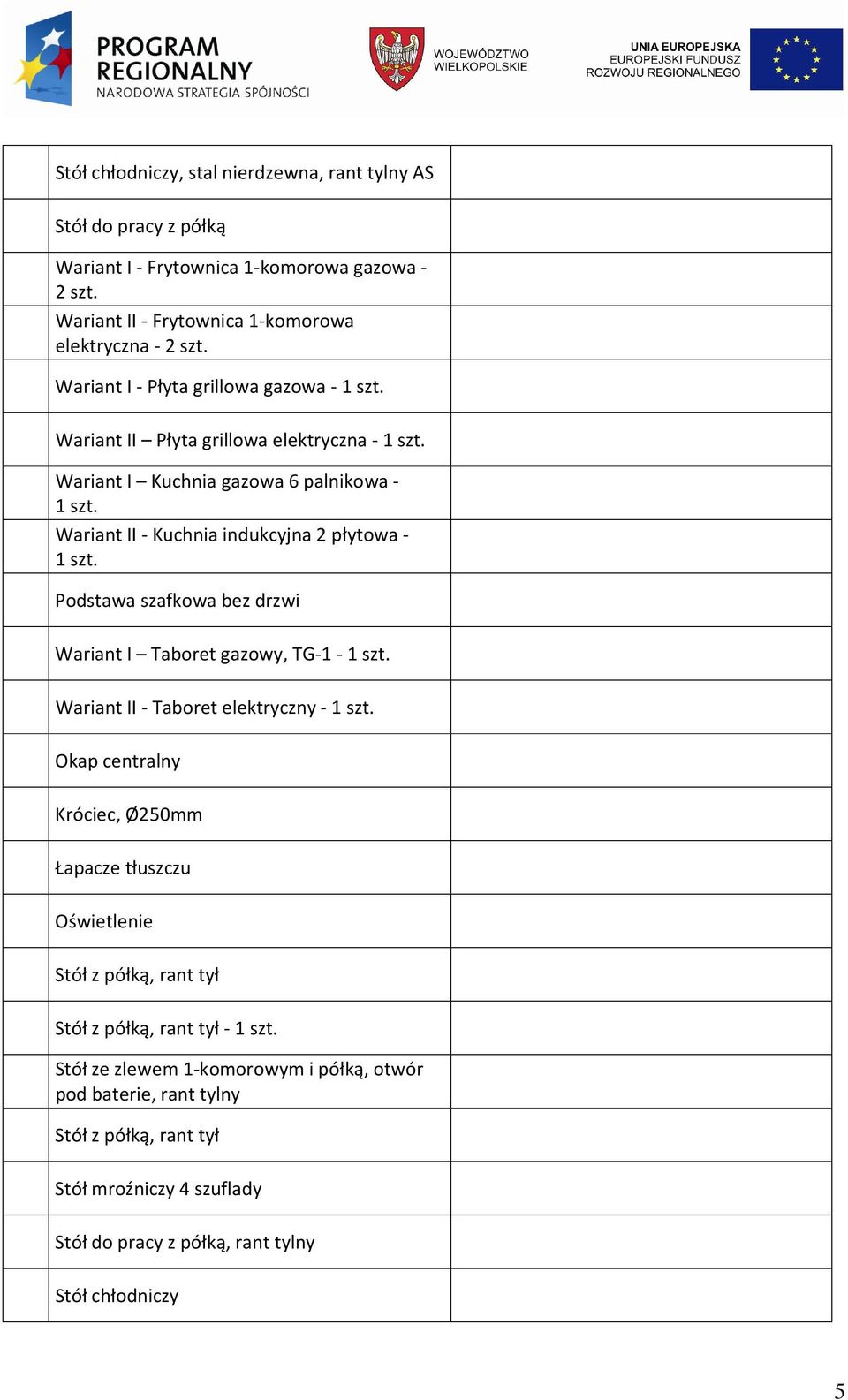 Podstawa szafkowa bez drzwi Wariant I Taboret gazowy, TG-1-1 szt. Wariant II - Taboret elektryczny - 1 szt.