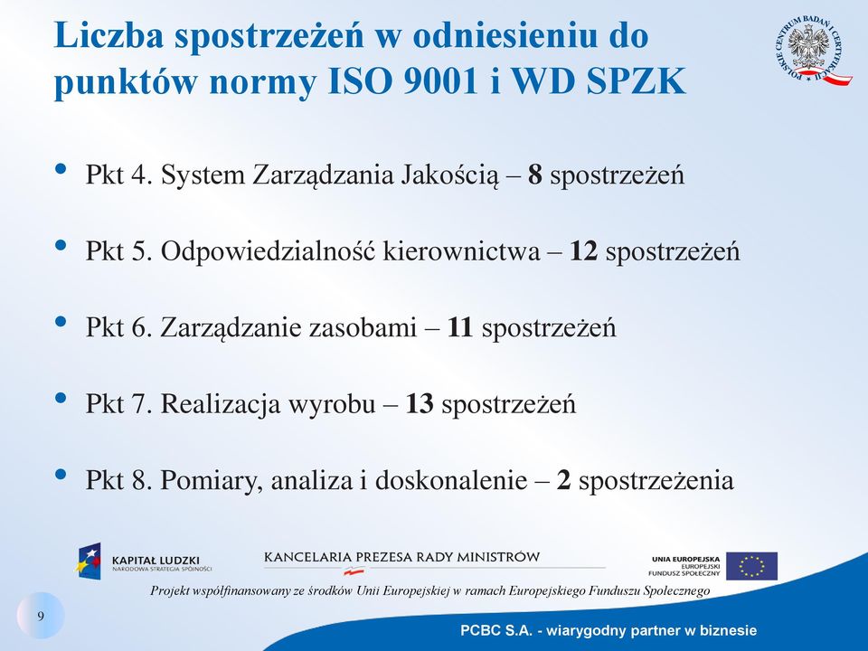 Odpowiedzialność kierownictwa 12 spostrzeżeń Pkt 6.