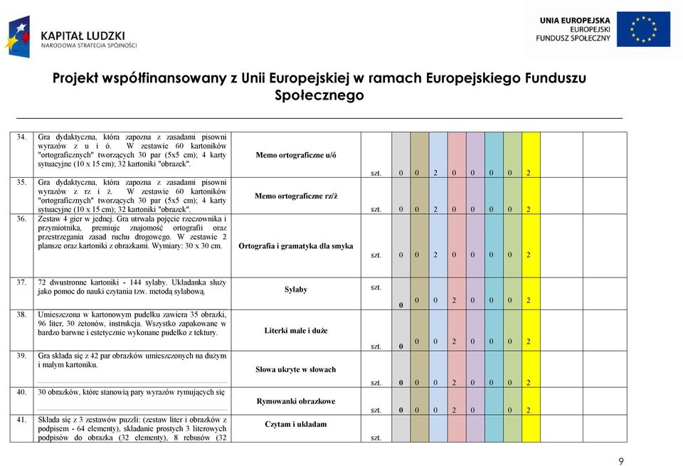 36. Zestaw 4 gier w jednej. Gra utrwala pojęcie rzeczownika i przymiotnika, premiuje znajomość ortografii oraz przestrzegania zasad ruchu drogowego. W zestawie 2 plansze oraz kartoniki z obrazkami.