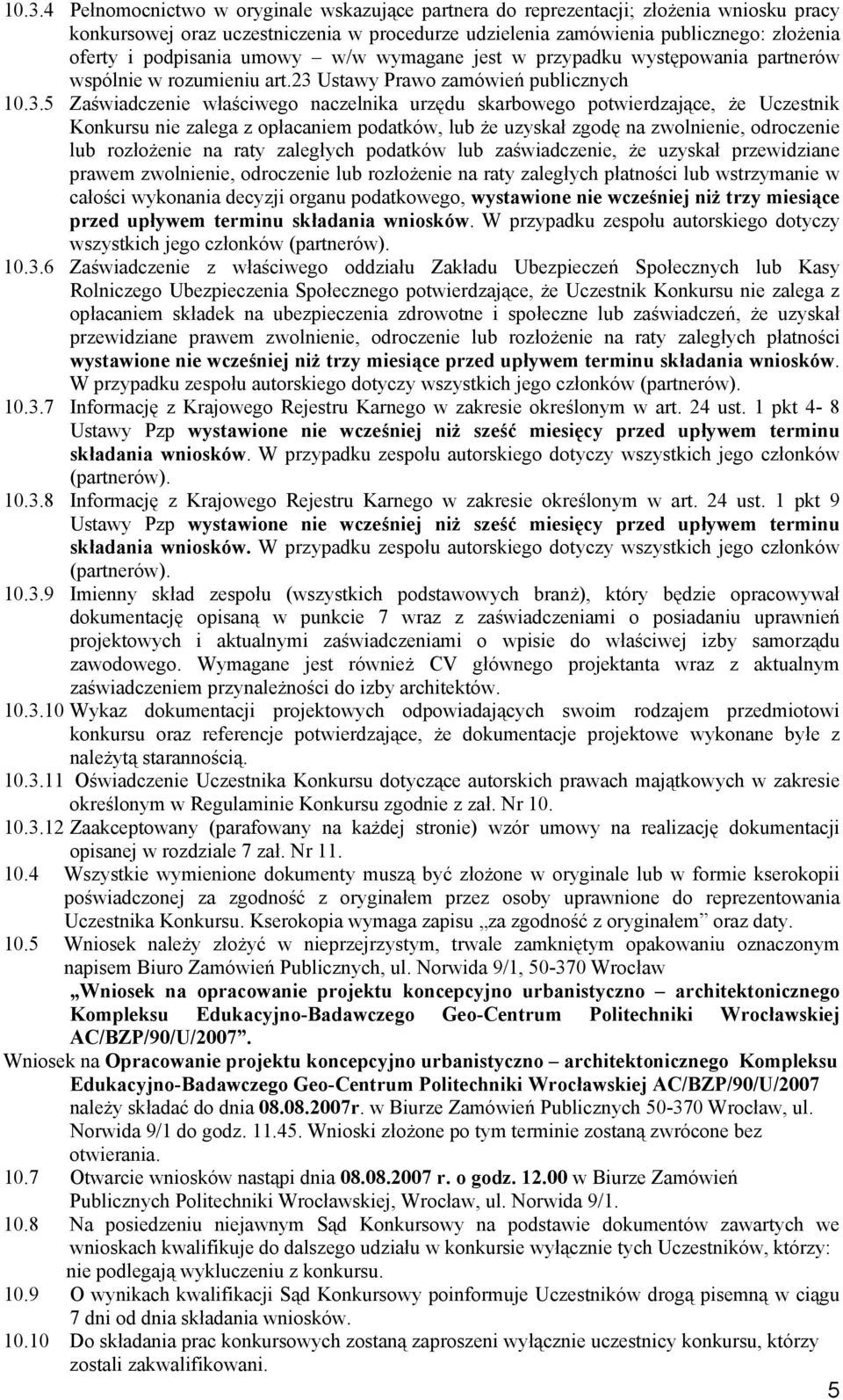 Ustawy Prawo zamówień publicznych 10.3.