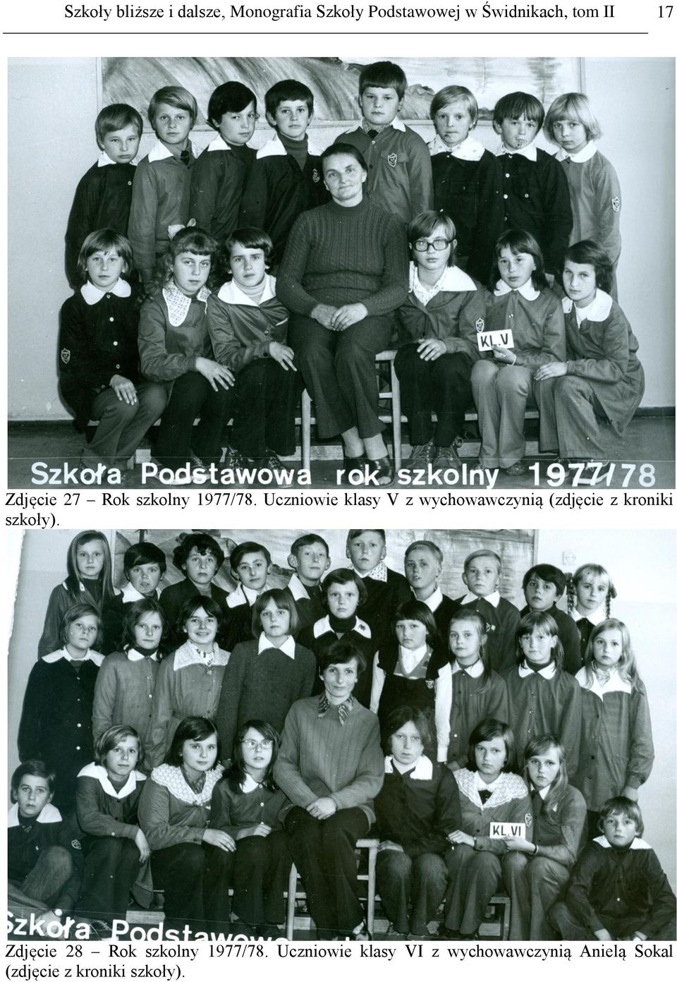 Uczniowie klasy V z wychowawczynią (zdjęcie z kroniki szkoły).