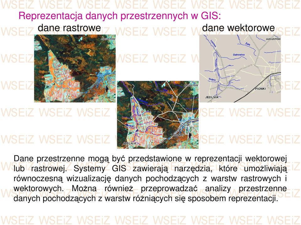 Systemy GIS zawierają narzędzia, które umoŝliwiają równoczesną wizualizację danych pochodzących z