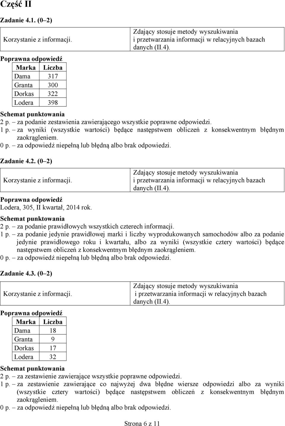 za podanie prawidłowych wszystkich czterech informacji. 1 p.