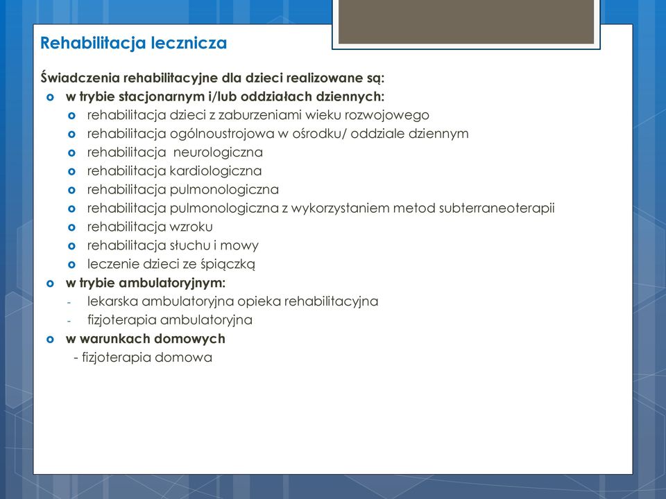 rehabilitacja pulmonologiczna rehabilitacja pulmonologiczna z wykorzystaniem metod subterraneoterapii rehabilitacja wzroku rehabilitacja słuchu i mowy