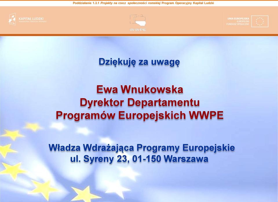 Europejskich WWPE Władza Wdrażająca