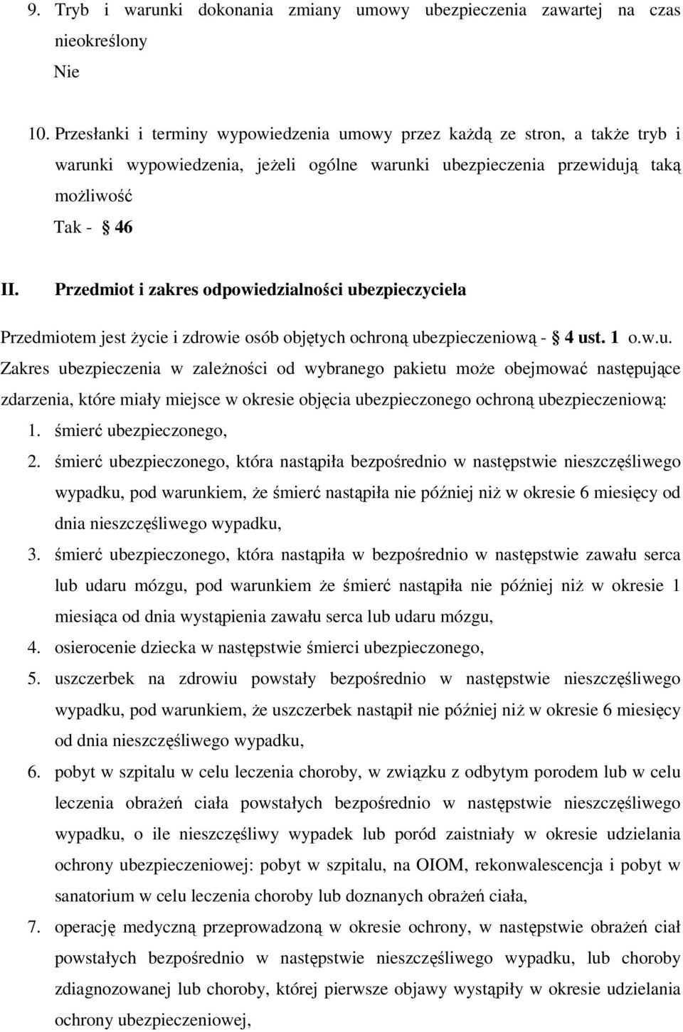 Przedmiot i zakres odpowiedzialności ub