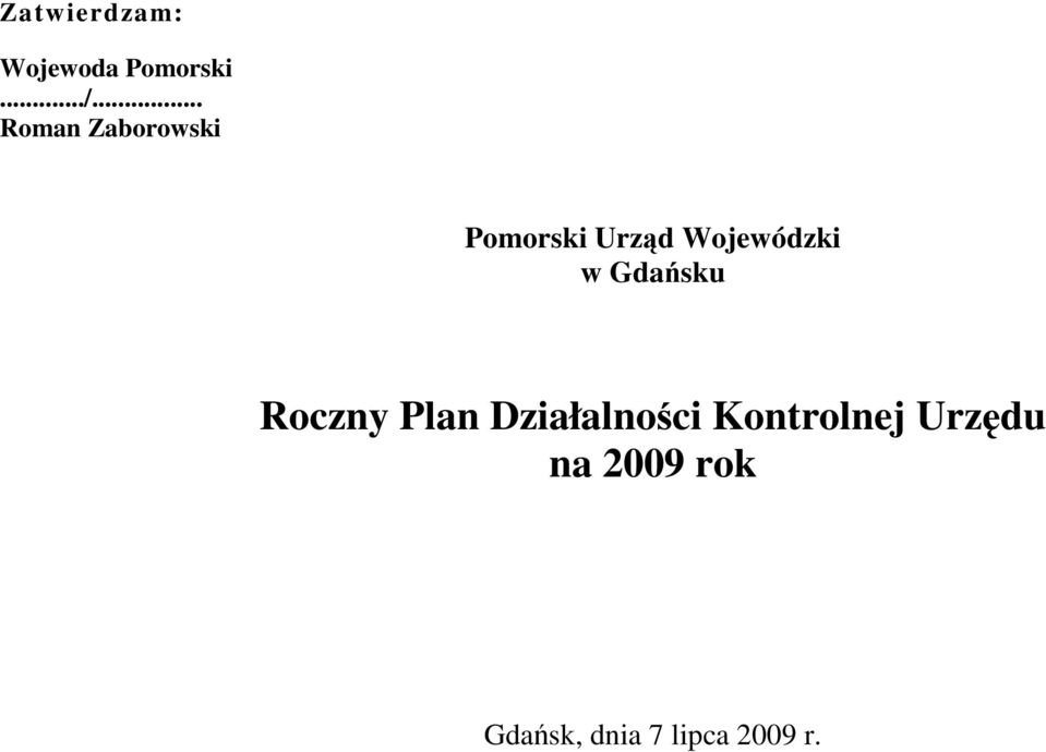 Wojewódzki w Gdańsku Roczny Plan