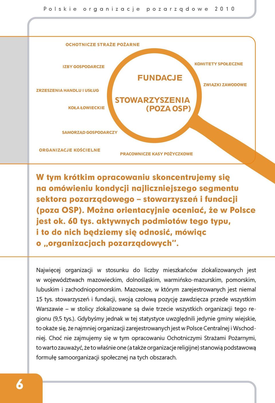 Najwięcej organizacji w stosunku do liczby mieszkańców zlokalizowanych jest w województwach mazowieckim, dolnośląskim, warmińsko-mazurskim, pomorskim, lubuskim i zachodniopomorskim.