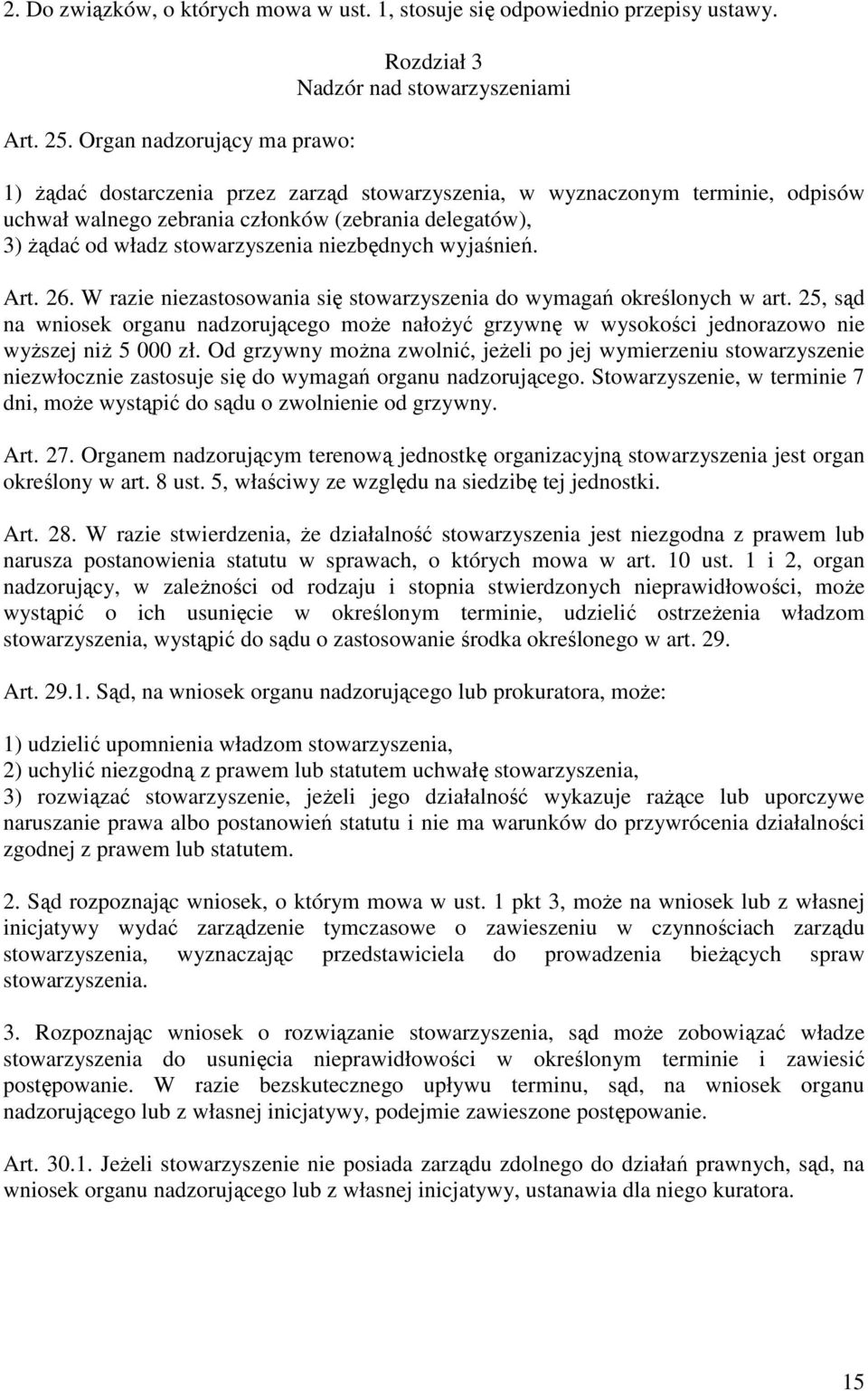 delegatów), 3) Ŝądać od władz stowarzyszenia niezbędnych wyjaśnień. Art. 26. W razie niezastosowania się stowarzyszenia do wymagań określonych w art.