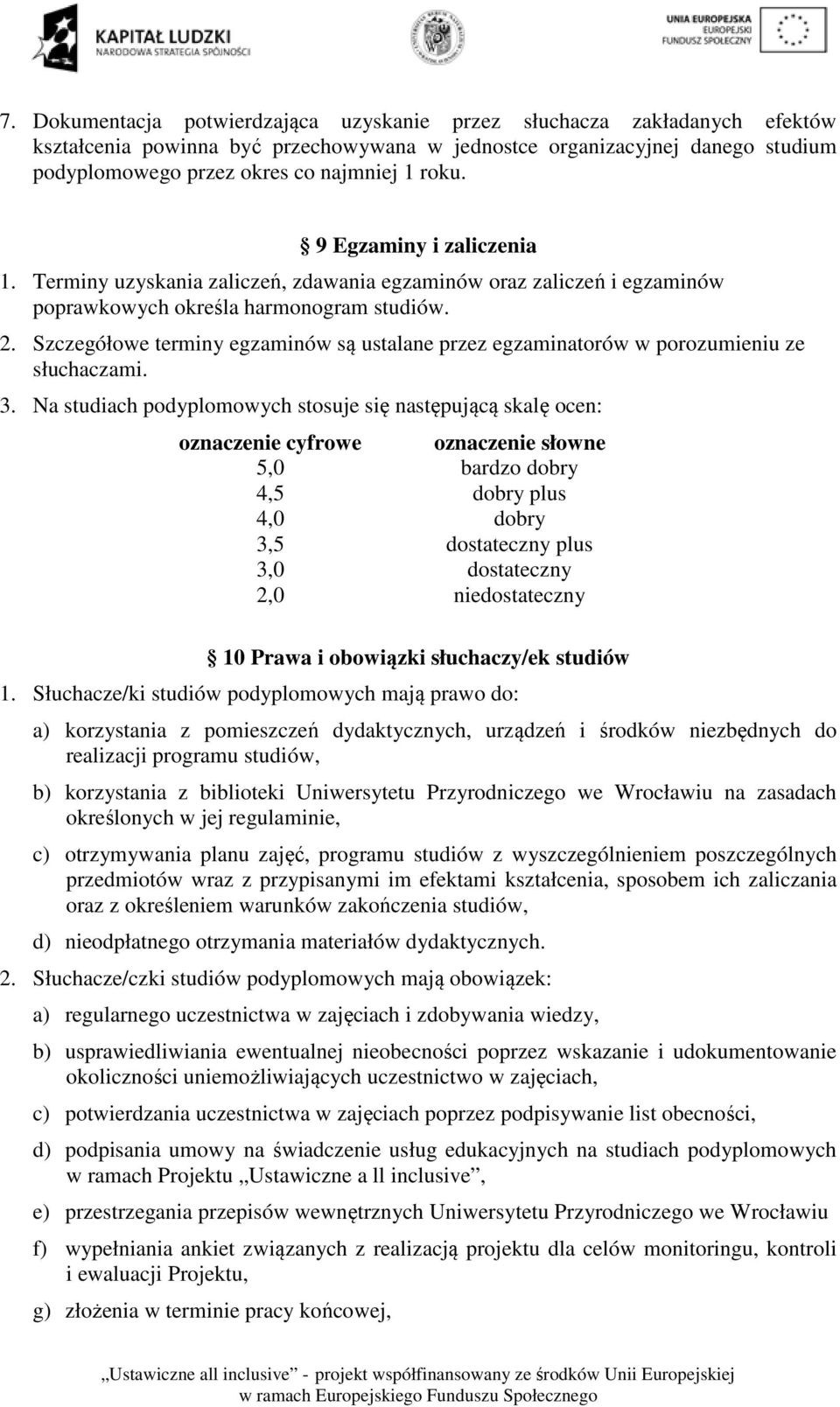 Szczegółowe terminy egzaminów są ustalane przez egzaminatorów w porozumieniu ze słuchaczami. 3.