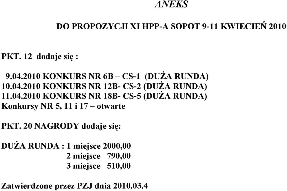 2010 KONKURS NR 12B- CS-2 (DUŻA RUNDA) 11.04.