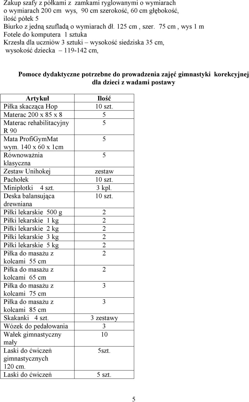 wadami postawy Piłka skacząca Hop 0 szt. Materac 00 x 8 x 8 Materac rehabilitacyjny R 90 Mata ProfiGymMat wym. 40 x 60 x cm Równoważnia klasyczna Zestaw Unihokej zestaw Pachołek 0 szt.