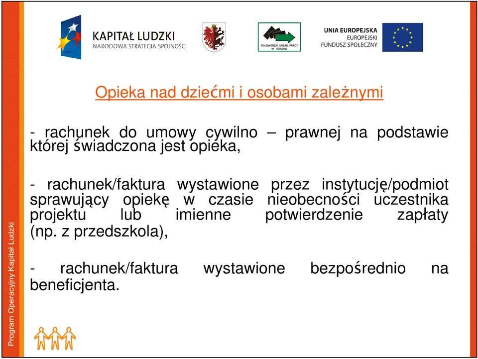 instytucję/podmiot sprawujący opiekę w czasie nieobecności uczestnika projektu lub