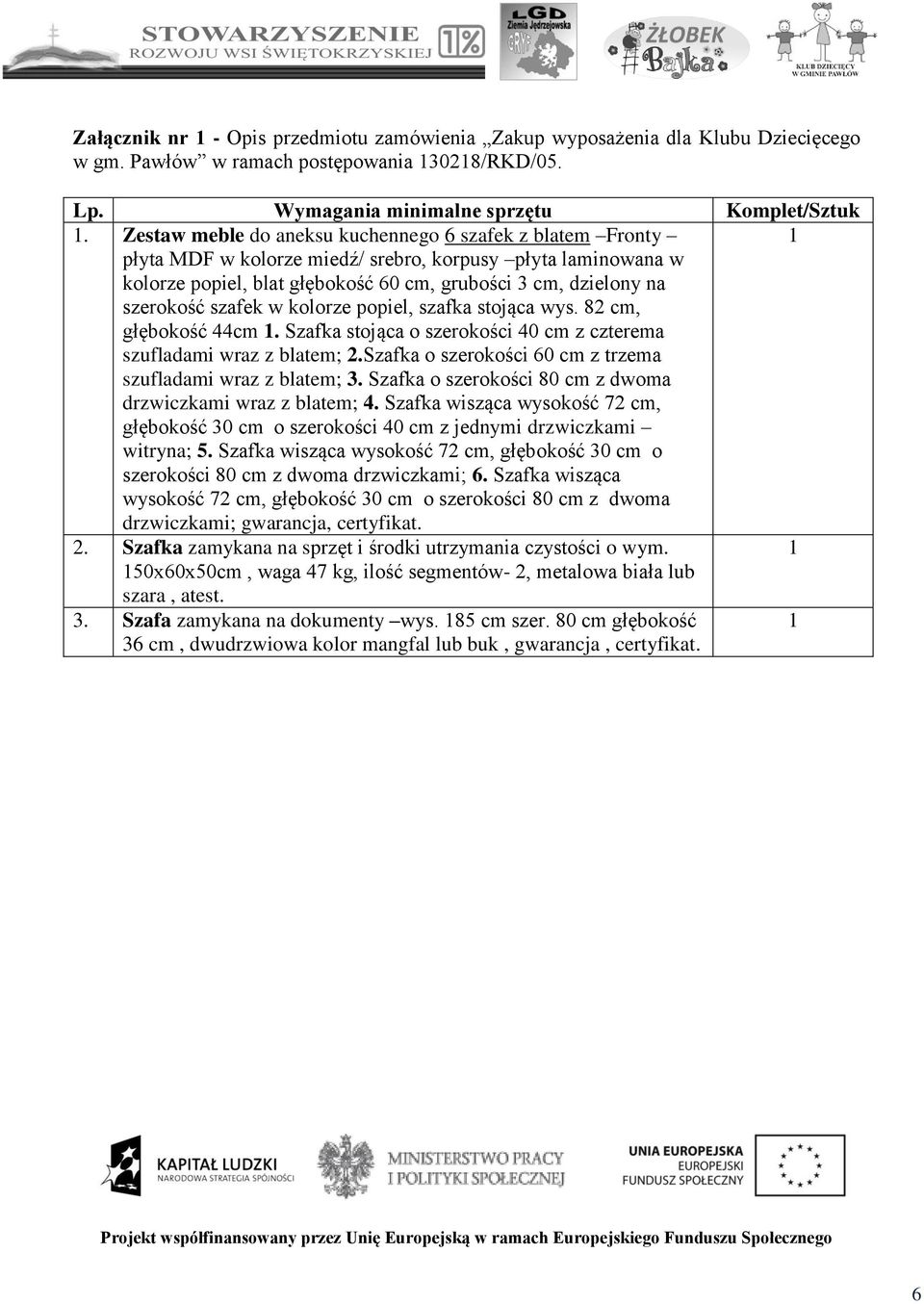 szafek w kolorze popiel, szafka stojąca wys. 82 cm, głębokość 44cm. Szafka stojąca o szerokości 40 cm z czterema szufladami wraz z blatem; 2.