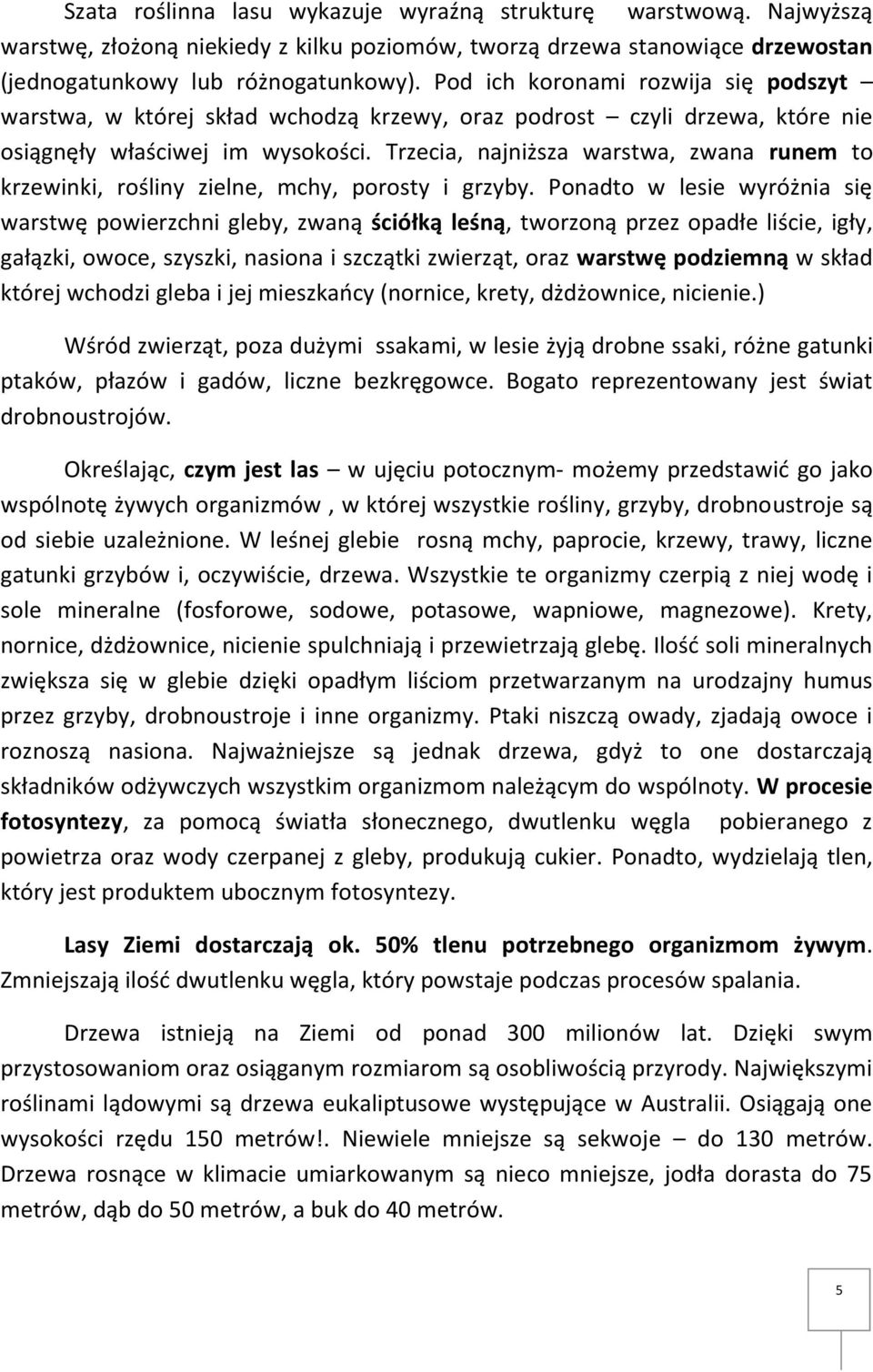 Trzecia, najniższa warstwa, zwana runem to krzewinki, rośliny zielne, mchy, porosty i grzyby.