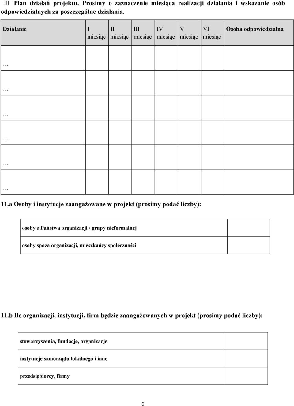 a Osoby i instytucje zaangażowane w projekt (prosimy podać liczby): osoby z Państwa organizacji / grupy nieformalnej osoby spoza organizacji,