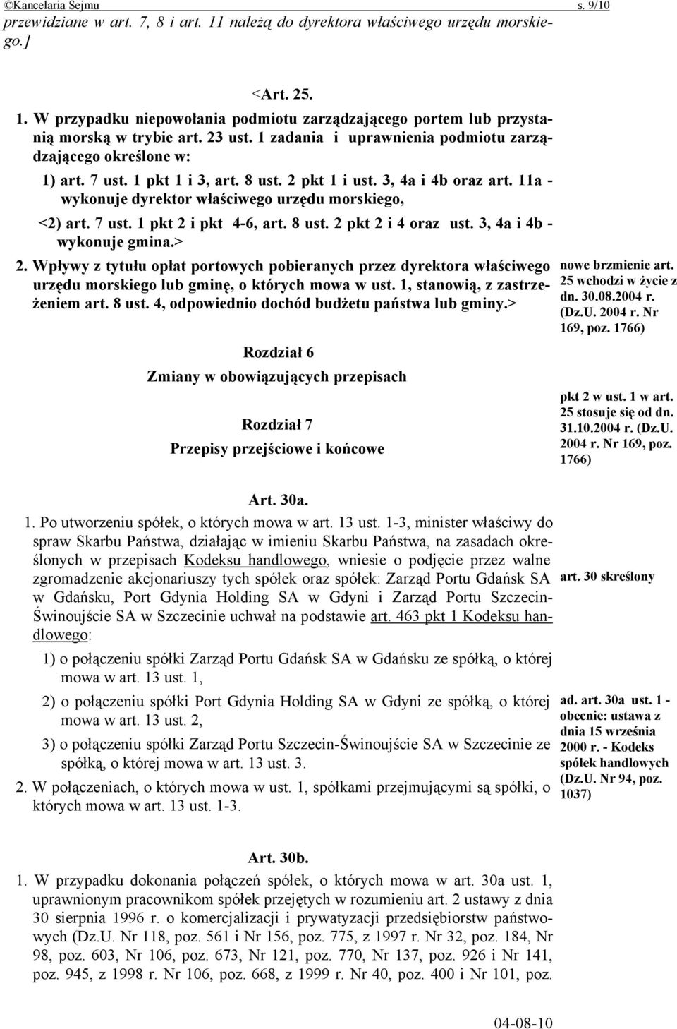 11a - wykonuje dyrektor właściwego urzędu morskiego, <2) art. 7 ust. 1 pkt 2 i pkt 4-6, art. 8 ust. 2 pkt 2 i 4 oraz ust. 3, 4a i 4b - wykonuje gmina.> 2.