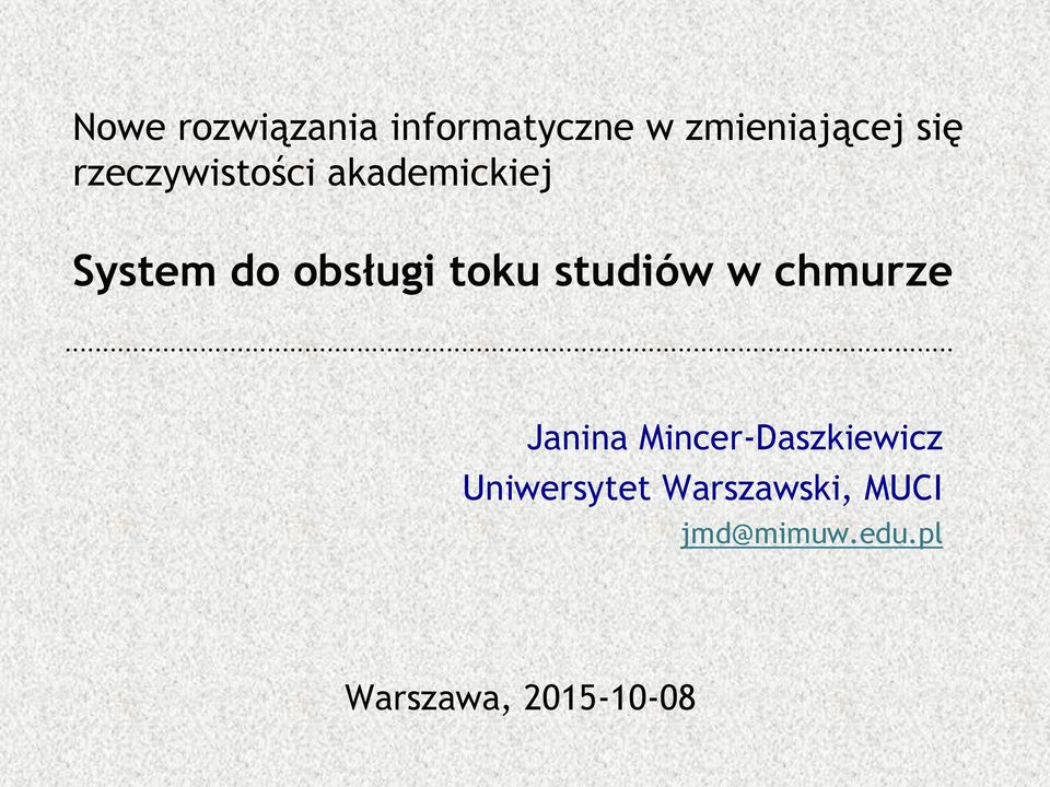 studiów w chmurze.