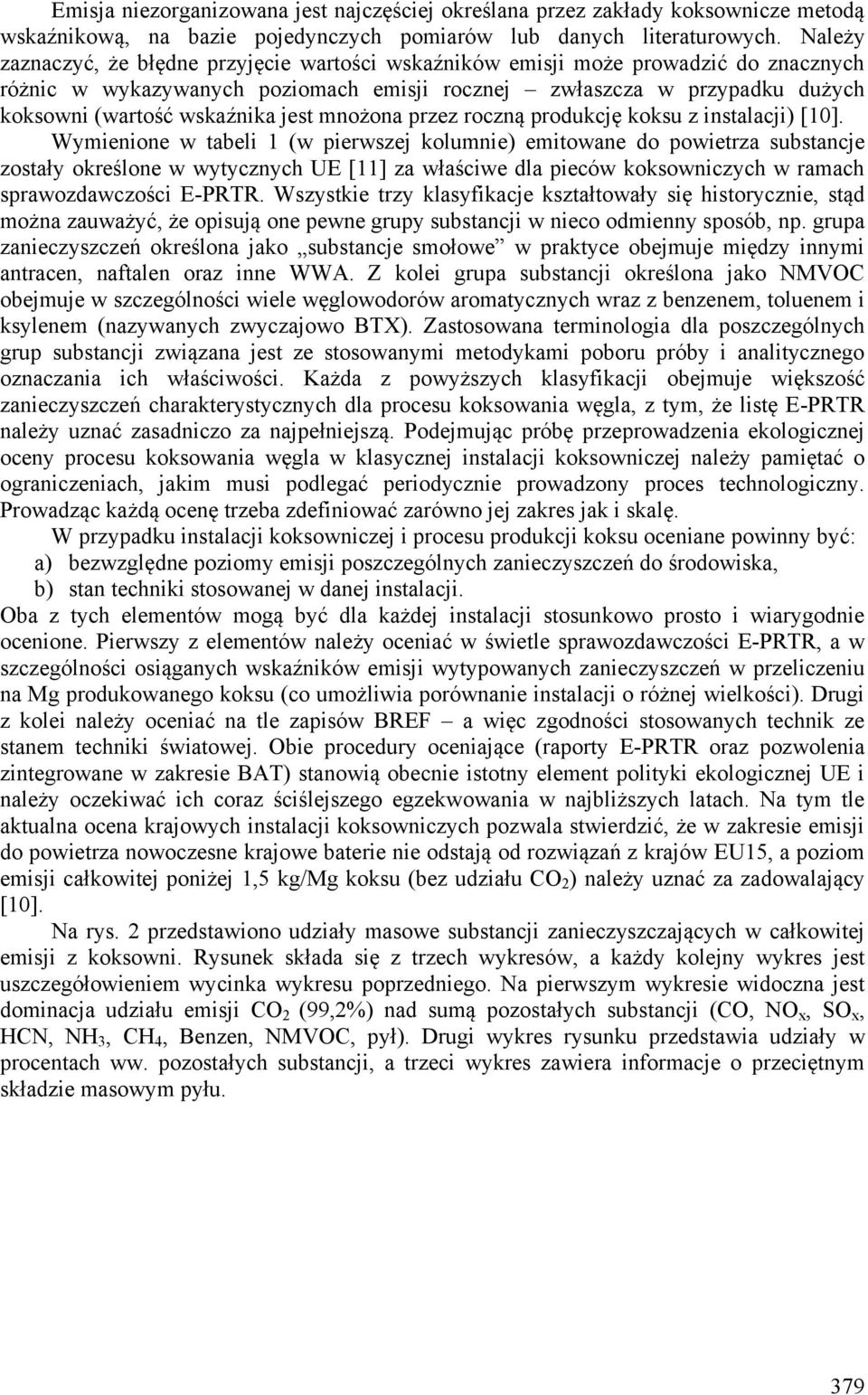 jest mnożona przez roczną produkcję koksu z instalacji) [10].