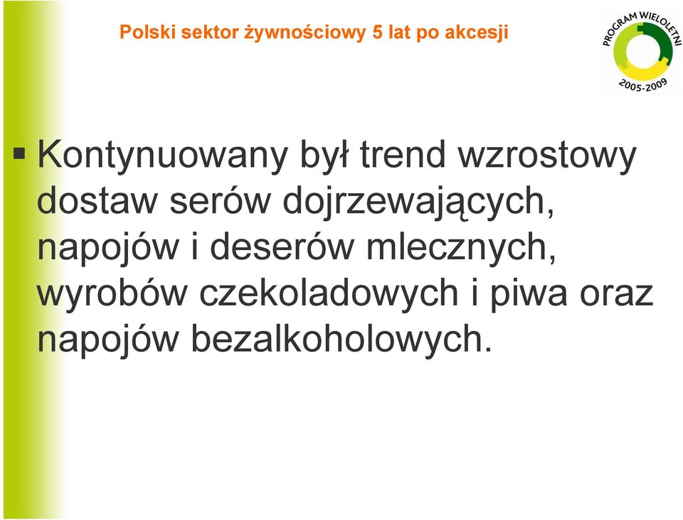 i deserów mlecznych, wyrobów