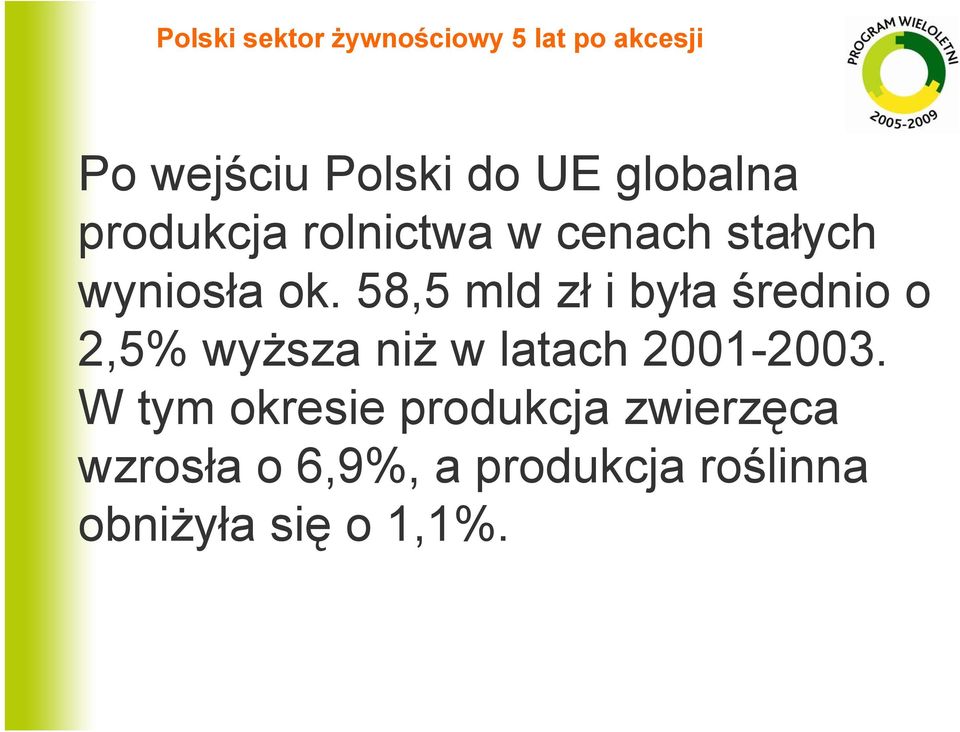 58,5 mld zł i była średnio o 2,5% wyższa niż w latach