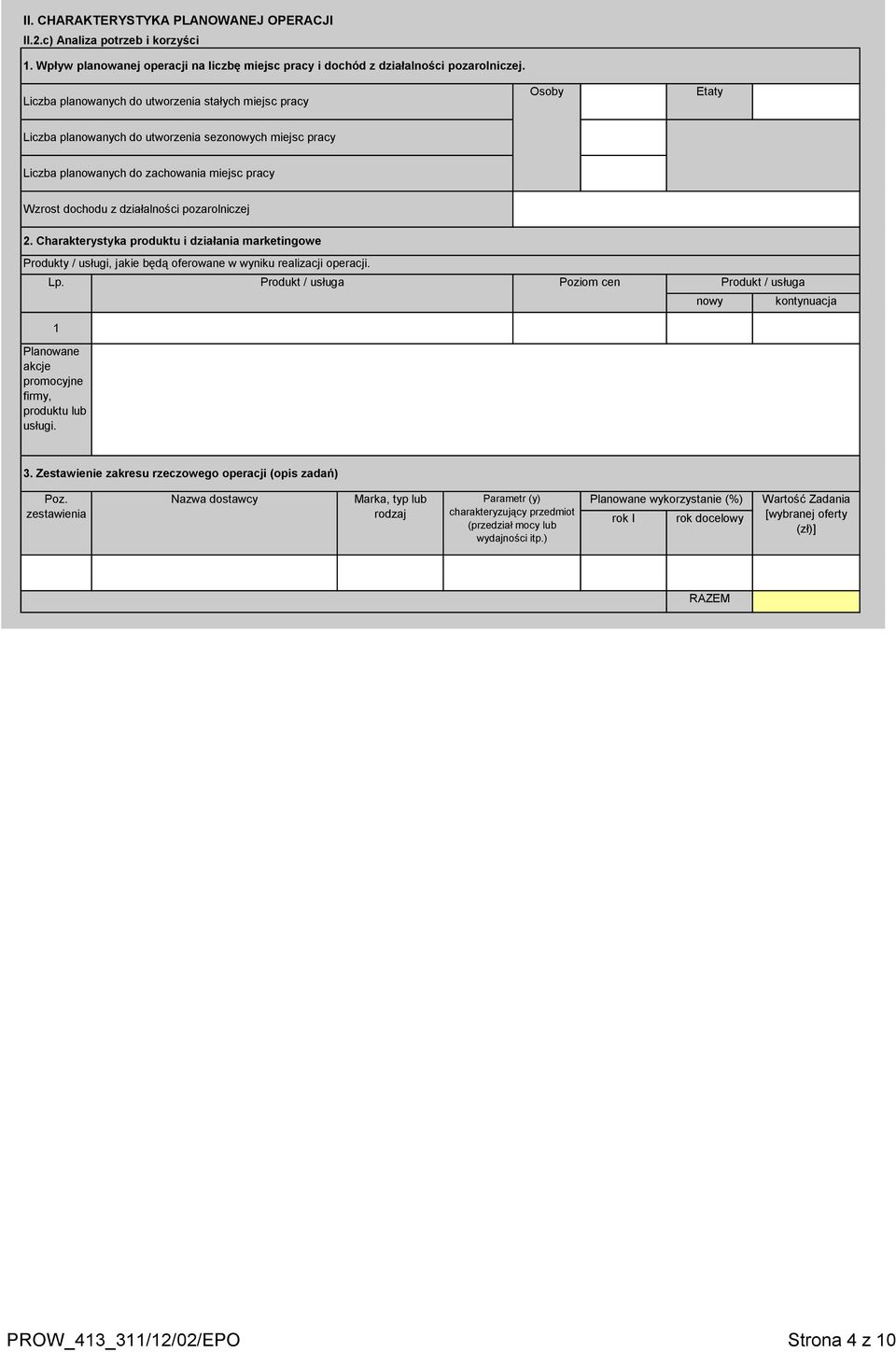 pozarolniczej 2. Charakterystyka produktu i działania marketingowe Produkty / usługi, jakie będą oferowane w wyniku realizacji operacji. Lp. 1 Planowane akcje promocyjne firmy, produktu lub usługi.
