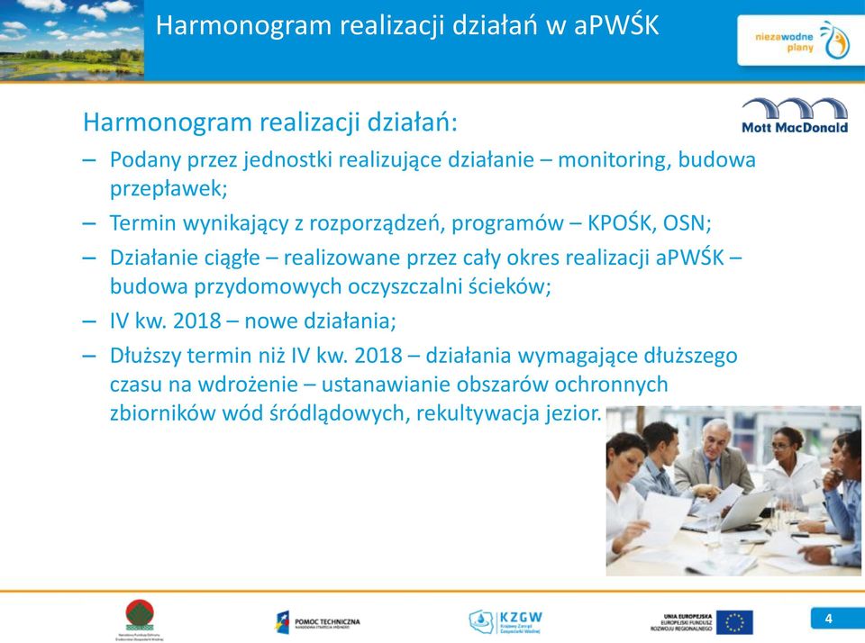 cały okres realizacji apwśk budowa przydomowych oczyszczalni ścieków; IV kw. 2018 nowe działania; Dłuższy termin niż IV kw.