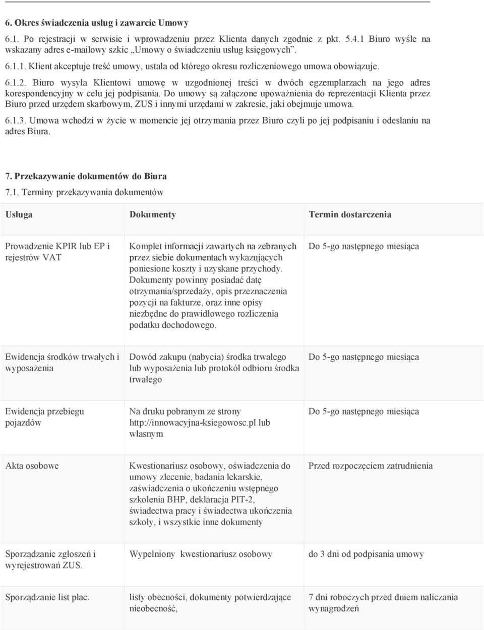 Biuro wysyła Klientowi umowę w uzgodnionej treści w dwóch egzemplarzach na jego adres korespondencyjny w celu jej podpisania.