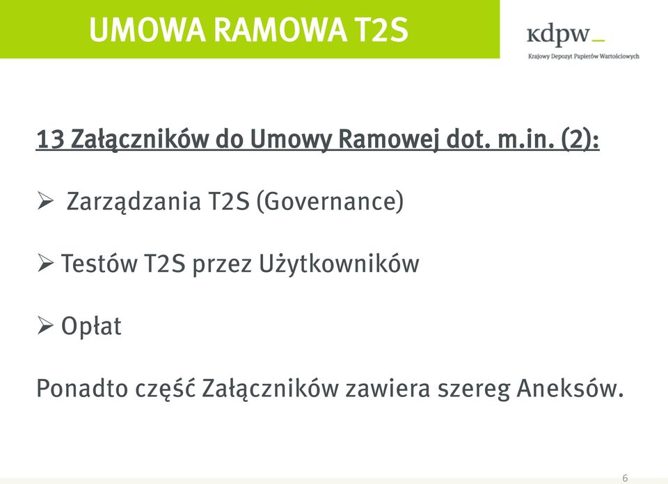 Testów T2S przez Użytkowników Opłat