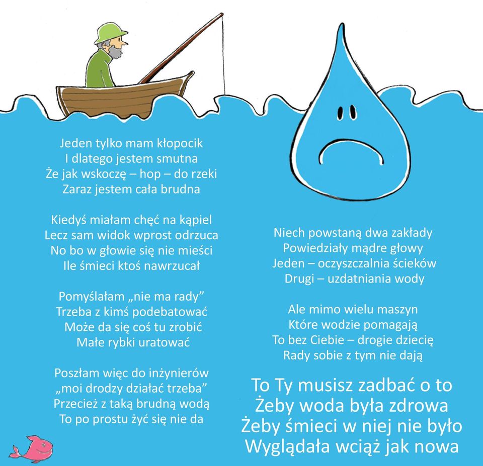 trzeba Przecież z taką brudną wodą To po prostu żyć się nie da Niech powstaną dwa zakłady Powiedziały mądre głowy Jeden oczyszczalnia ścieków Drugi uzdatniania wody Ale mimo wielu