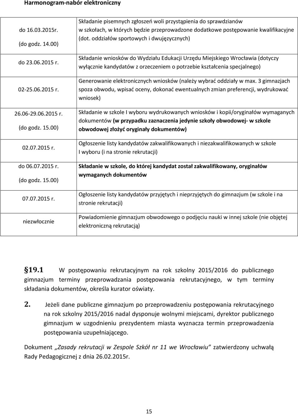 oddziałów sportowych i dwujęzycznych) Składanie wniosków do Wydziału Edukacji Urzędu Miejskiego Wrocławia (dotyczy wyłącznie kandydatów z orzeczeniem o potrzebie kształcenia specjalnego) Generowanie