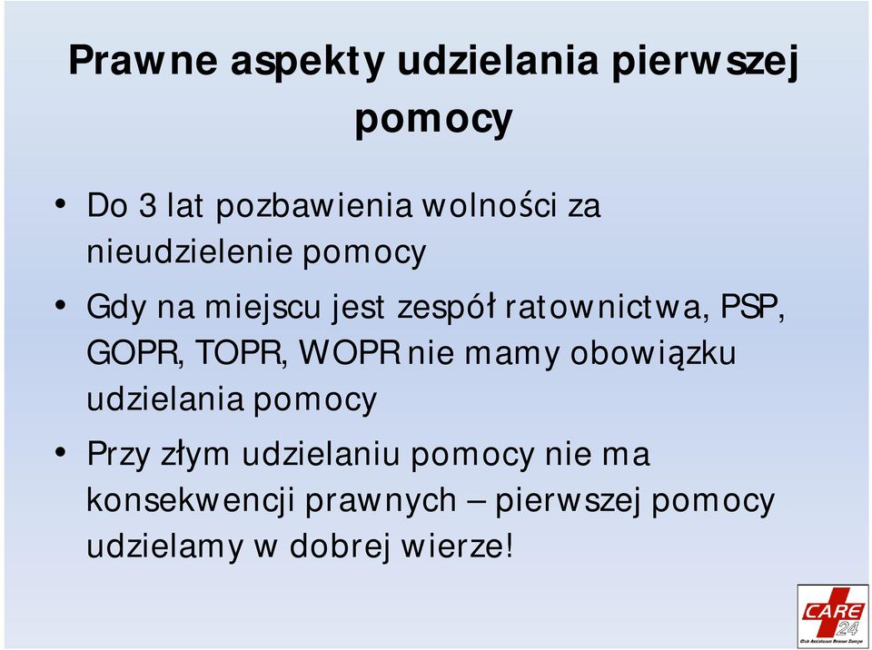 GOPR, TOPR, WOPR nie mamy obowiązku udzielania pomocy Przy złym